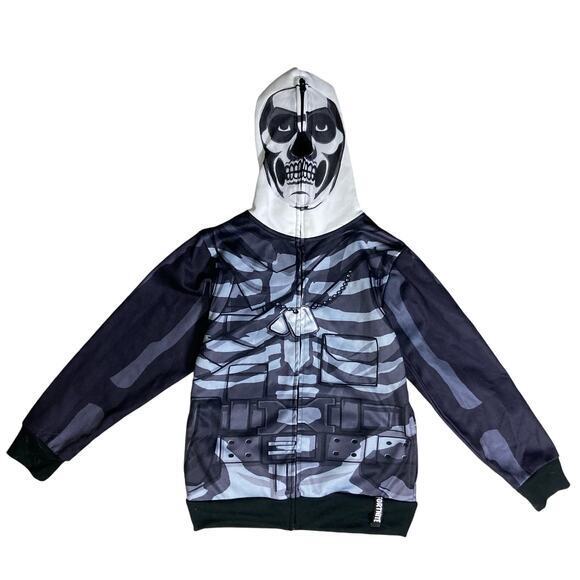 Fortnite Skull Trooper Unisex Bomber Jacket Black Size M Gaming‎ Cosplay - Picture 1 of 7